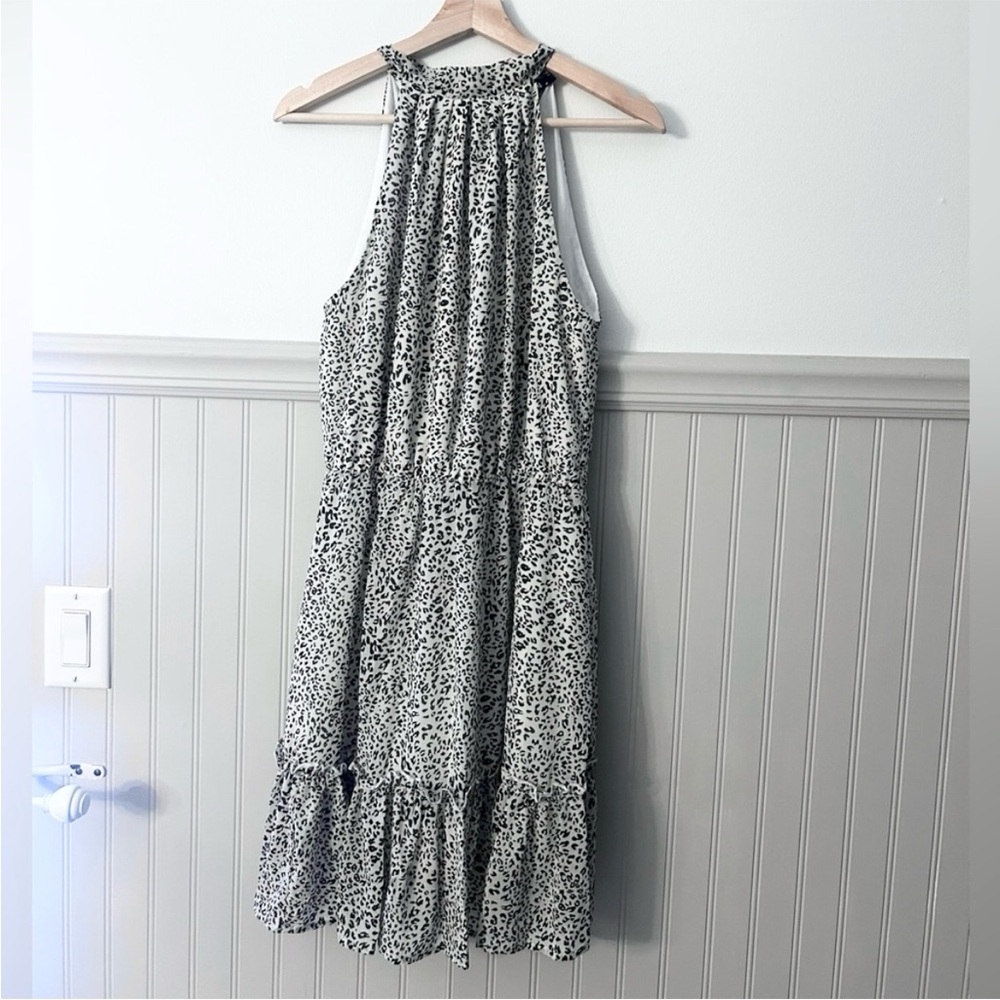 ⭐️ NEW BTFBM Medium Animal Print Halter Black White Sleeveless Dress